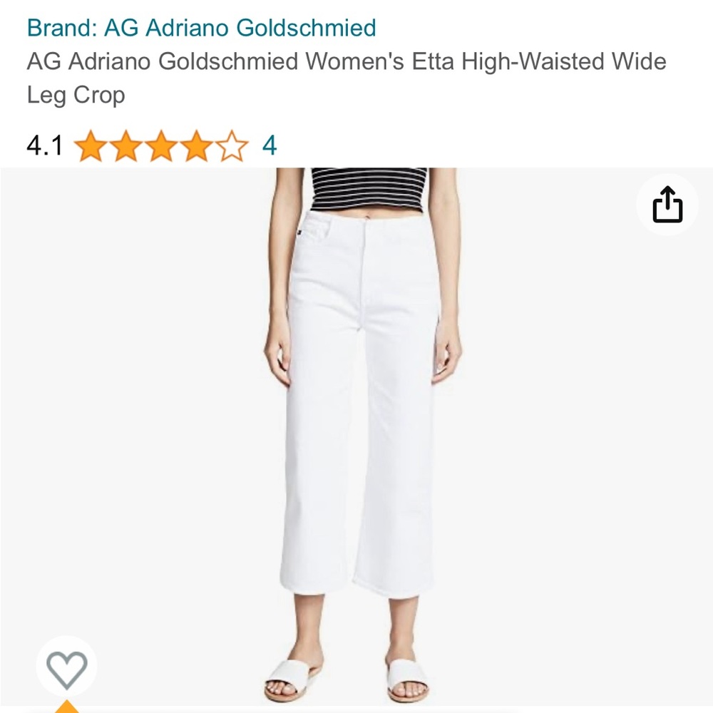 AG Adriano Goldschmied Etta High Waist Crop Wide Leg Jean—White—27R